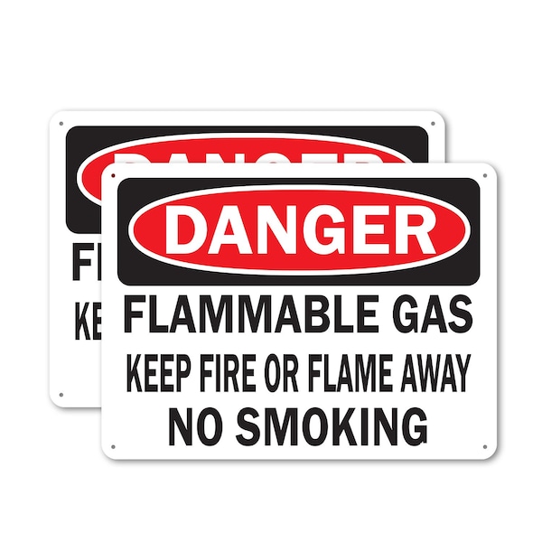 Signmission Flammable Gas Danger Sign, Plastic, 10in W x 7in L, 2PK OS-2PACK-DS-P-710-L-19366 - main